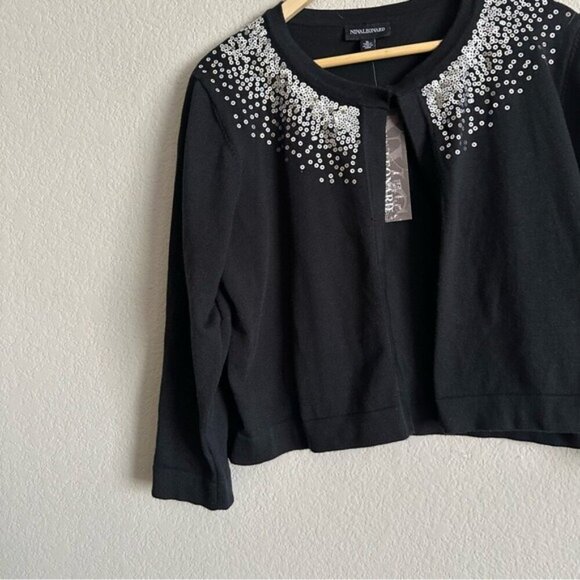 VTG Glam Sequin Embellished Cardigan Sz XL Regencycore Y2K Bimbo, Dark Academia - Picture 4 of 10